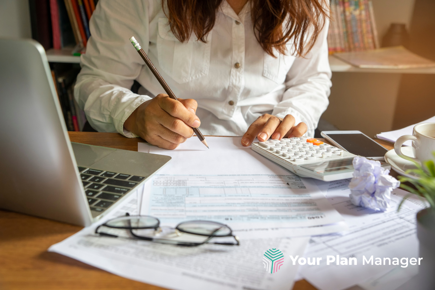 a woman working on invoices